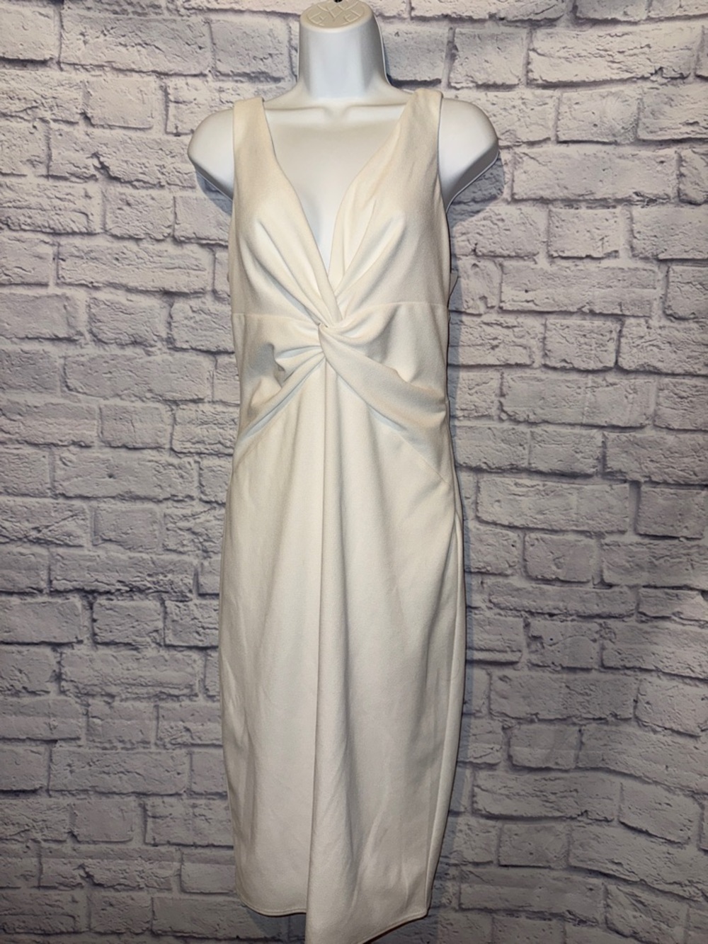 Katie May Cream Twist-Front Midi Dress